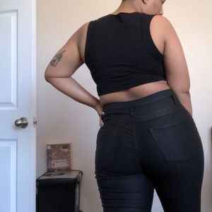 High waisted black skinny jeans